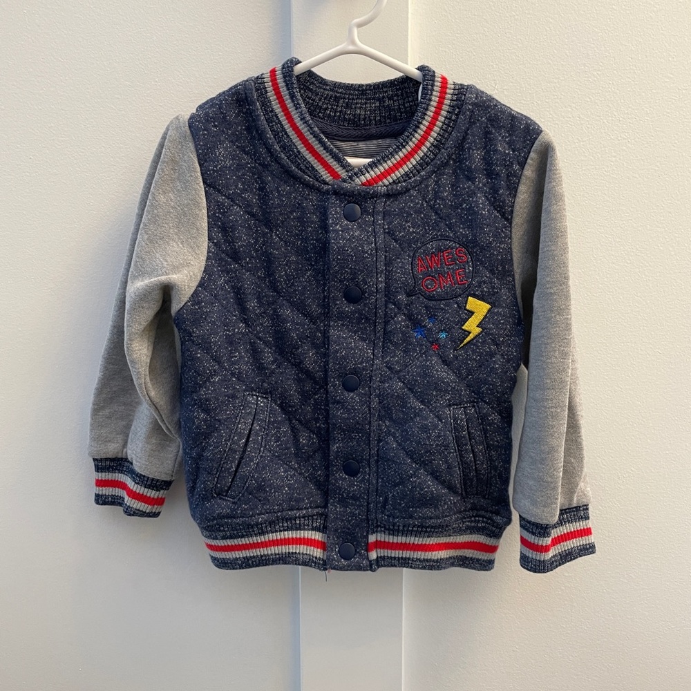 Mini Rebel Navy Kids Quilted Jacket Sweatshirt